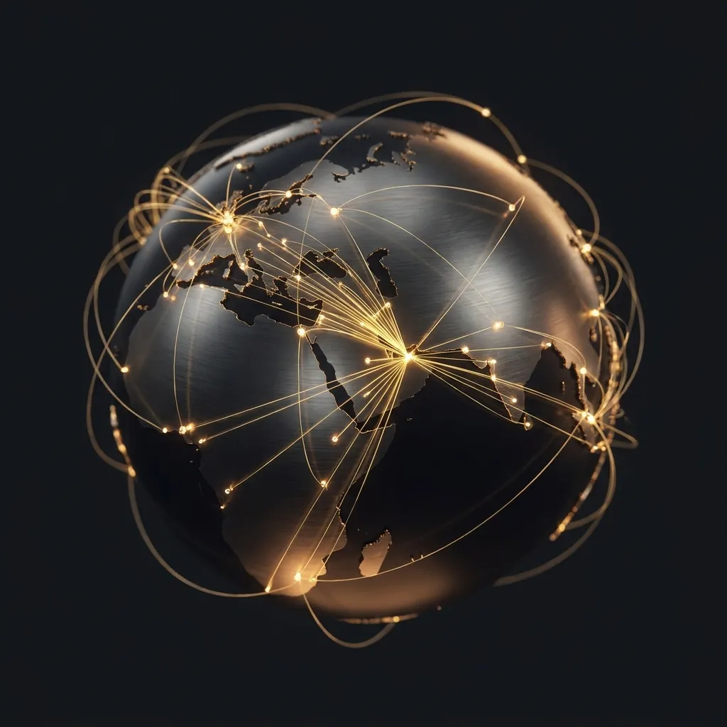Global business network radiating from the Middle East